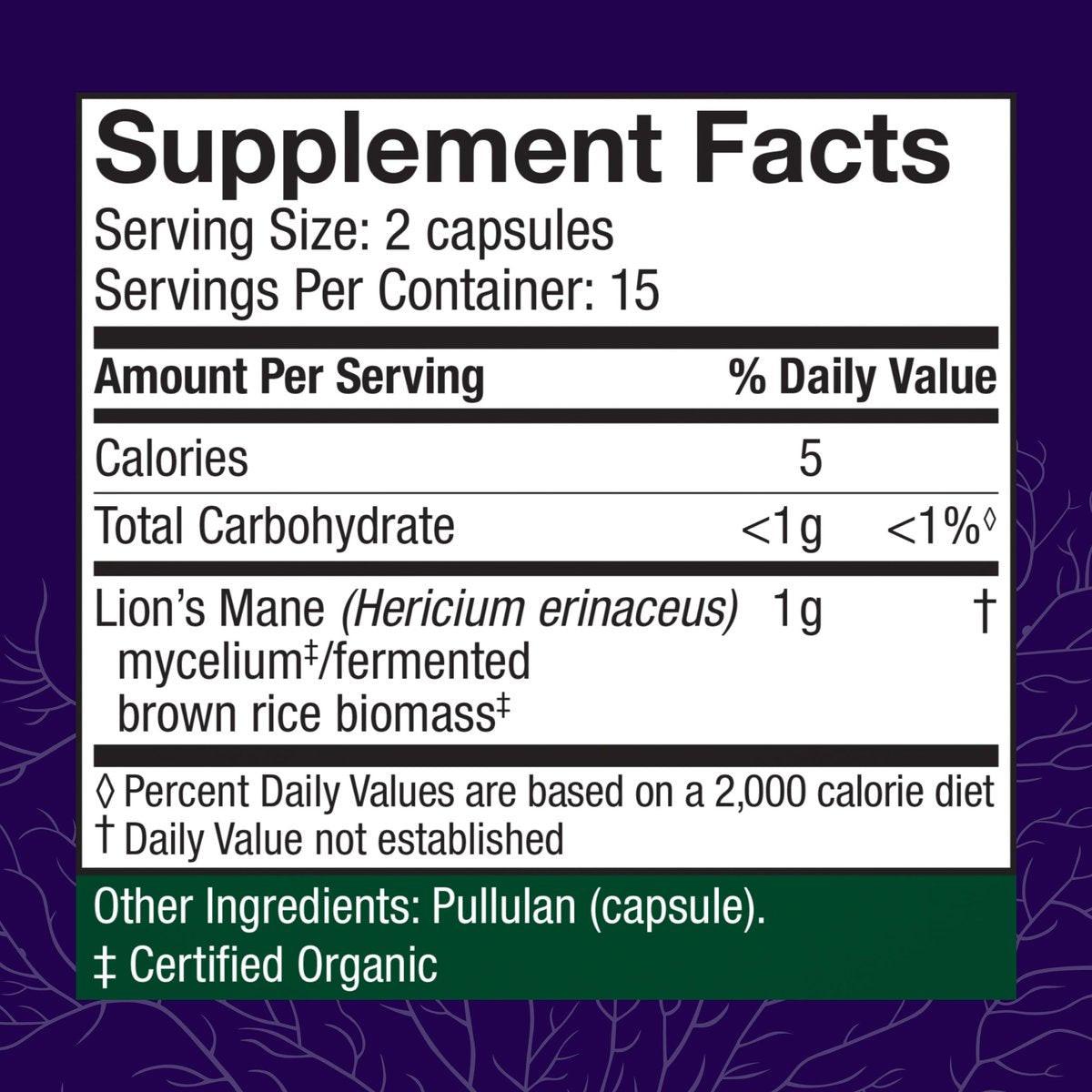Host Defense Mushrooms Lion's Mane - Brain Health Support Supplement for Focus & Memory Function - Immune & Nervous System Support Supplement - 30 Capsules - görsel 3