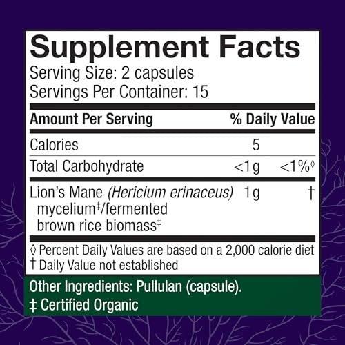 Host Defense Mushrooms Lion's Mane - Brain Health Support Supplement for Focus & Memory Function - Immune & Nervous System Support Supplement - 30 Capsules - görsel 4