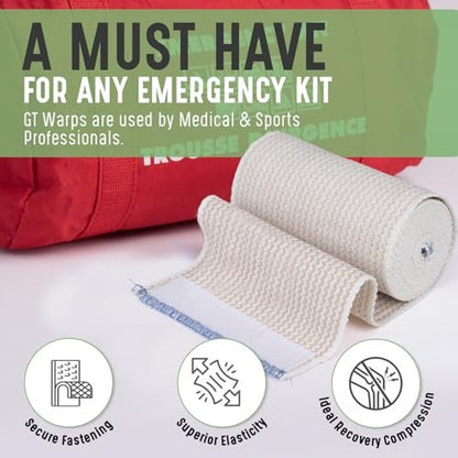 Premium Elastic Bandage Wrap (4" 2 Pack) - Hook & Loop Fasteners at Both Ends - Latex Free Hypoallergenic Compression Roll - Reusable Bandages for Waist, Legs, Elbow & Knee Wrap