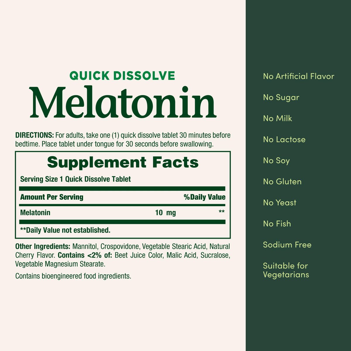 Nature's Bounty Melatonin, 100% Drug Free Sleep Aid, Dietary Supplement, Promotes Relaxation and Sleep Health, 10mg, 45 Quick Dissolve Tablets - görsel 3