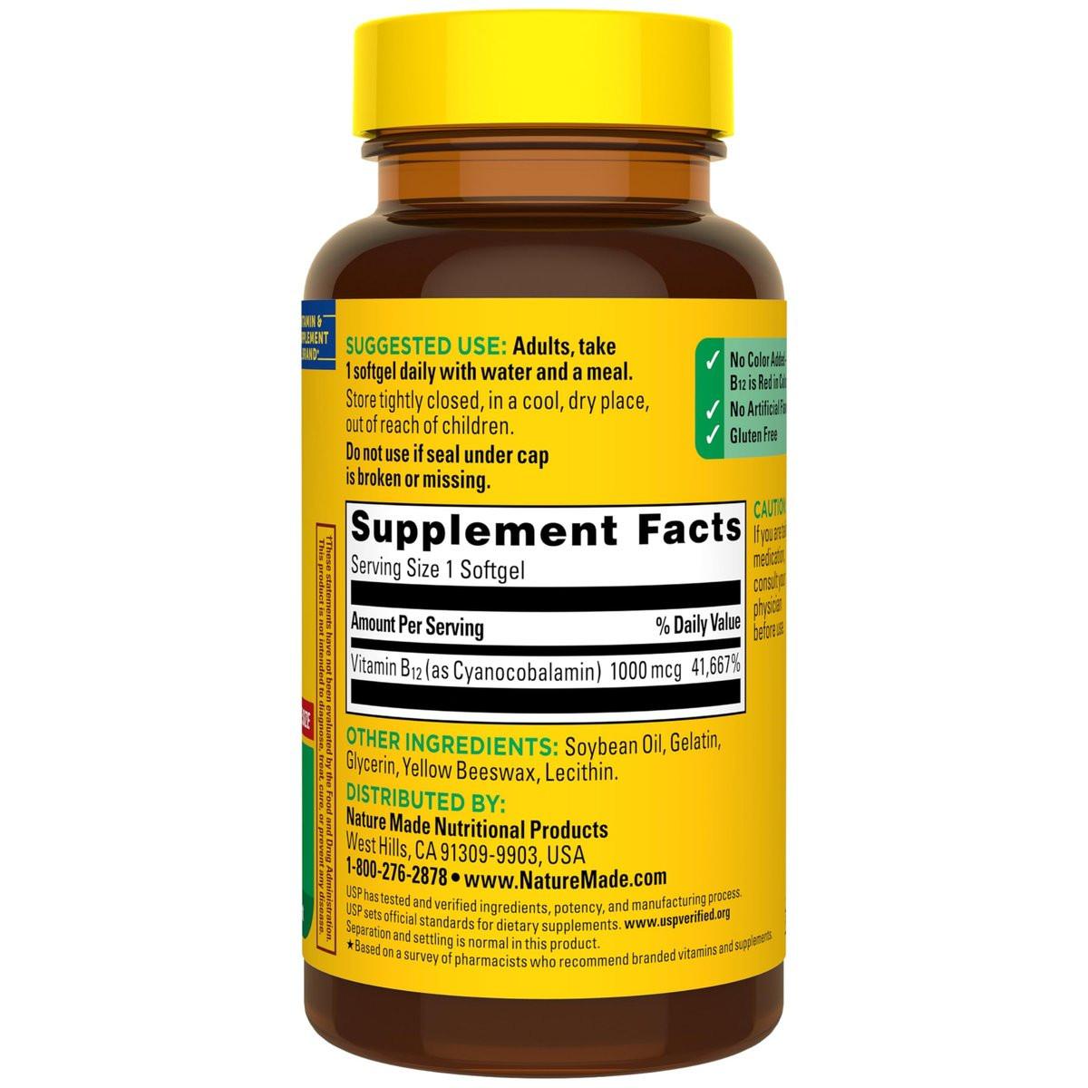 Nature Made Vitamin B12 1000 mcg, Dietary Supplement for Energy Metabolism Support, B12 Vitamins 1000 mcg, 150 Softgels, 150 Day Supply - görsel 16