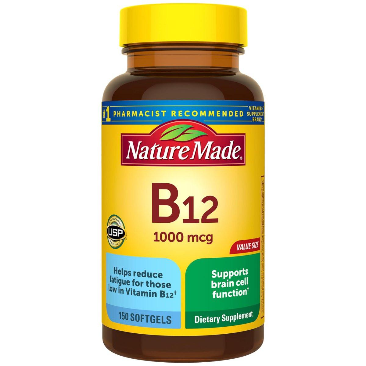 Nature Made Vitamin B12 1000 mcg, Dietary Supplement for Energy Metabolism Support, B12 Vitamins 1000 mcg, 150 Softgels, 150 Day Supply - görsel 2