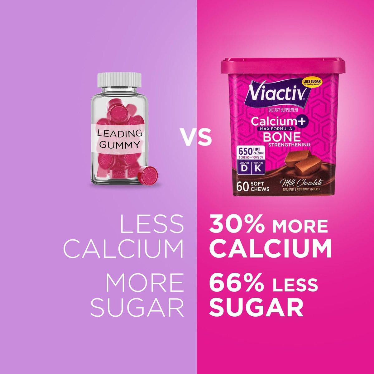 Viactiv Calcium + Vitamin D3 Supplement Soft Chews, Milk Chocolate, 60 Chews - Calcium Dietary Supplement for Bone Health - görsel 2