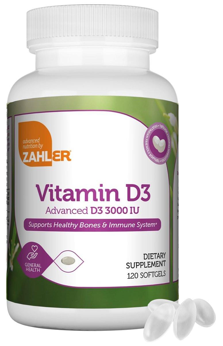 Zahler - Advanced Vitamin D3 3000 IU Softgels (120 Count) Kosher Vegetarian Friendly Vitamin D for Immune Support, Bone, Teeth & Muscle Health - Daily D3 Vitamin Supplement for Adults - Easy Swallow - görsel 1