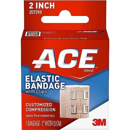 ACE Elastic Bandage With Clips Customized Compression 2 Inches 1 Each (Pack of 2)