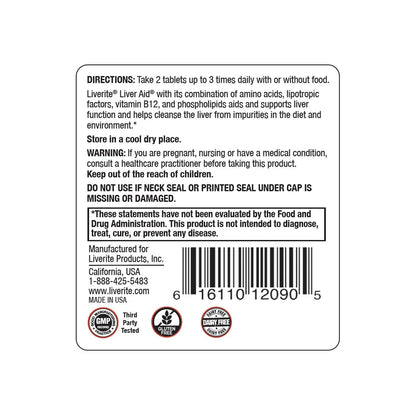 Liverite Liver Aid 60 Tablets, Supports Healthy Liver Function, Cleansing, Energy & Daily Wellness