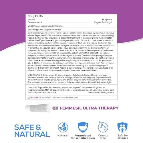 Femmesil Yeast Infection Ointment MAX Strength, Vaginal Yeast Infection Treatment with Clotrimazole for Women Feminine Care, Natural Antifungal Cream to Relieve Vaginal Itch & Irritation (28g) - görsel 15