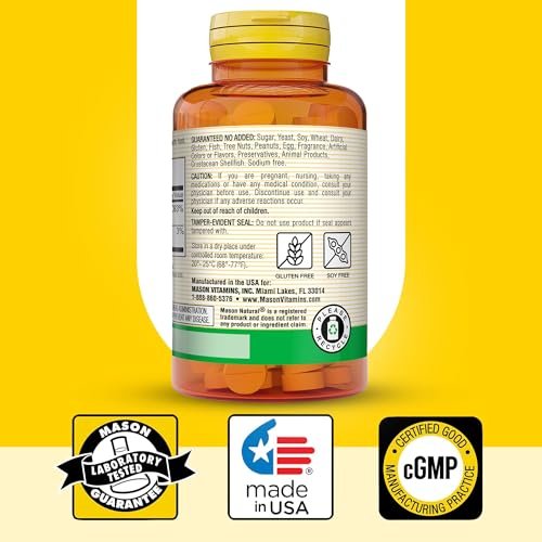 MASON NATURAL Vitamin B12 50 mcg with Calcium, 100-Day Supply, Dietary Supplement to Support Natural Energy Levels, 100 Tablets - görsel 7