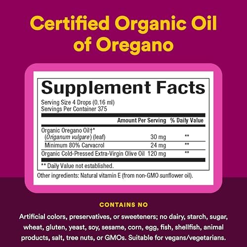 Natural Factors Oil of Oregano - Liquid Antioxidant Support Supplement for Immune Support - Easy Swallow Health Supplement with Non-GMO & Gluten-Free Formula - 2 fl oz (375 Servings) - görsel 2