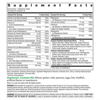 Rainbow Light Women's Multivitamin One + | 30 Caplets | Real Food Nutrients, Digestive Enzymes & Probiotics