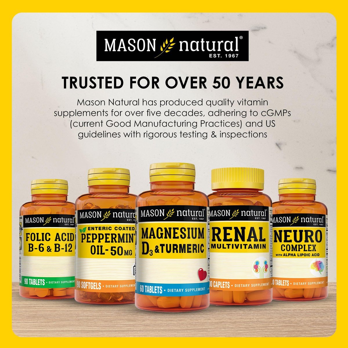MASON NATURAL Magnesium & Vitamin D3 with Turmeric, 60 Day Supply Dietary Supplement with 500 mg Magnesium, 3000 IU Vitamin D3, and 150 mg Turmeric - görsel 13