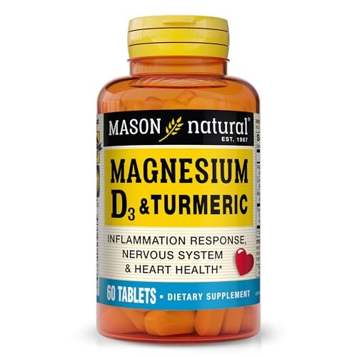 MASON NATURAL Magnesium & Vitamin D3 with Turmeric, 60 Day Supply Dietary Supplement with 500 mg Magnesium, 3000 IU Vitamin D3, and 150 mg Turmeric - görsel 2