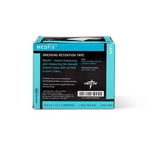 Medline MedFix Dressing Retention Tape with S-Release Liner, White - Secures Primary Dressings and Medical Appliances, 4" x 11 yd - görsel 3