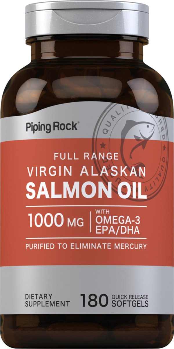 Piping Rock Wild Alaskan Salmon Oil for Humans | 1000mg | 180 Softgel Capsules | Omega 3 Supplement with EPA and DHA | Non-GMO and Gluten Free - görsel 6