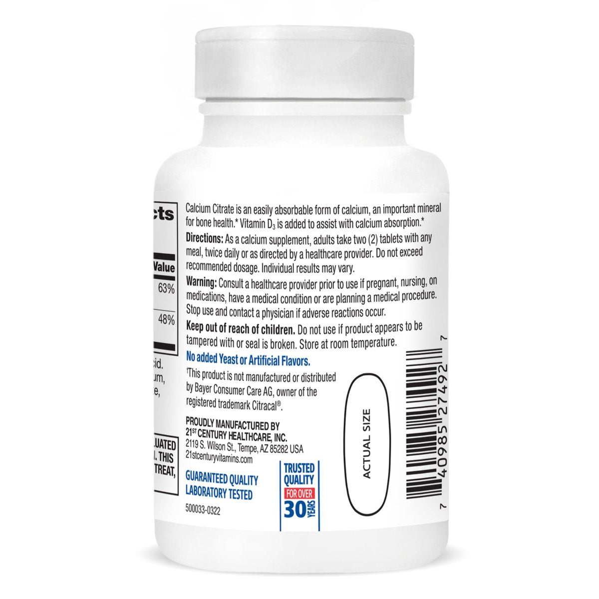 21st Century Calcium Citrate Plus D Maximum – Easy to Swallow: Caplet form for convenient consumption. – Image 15
