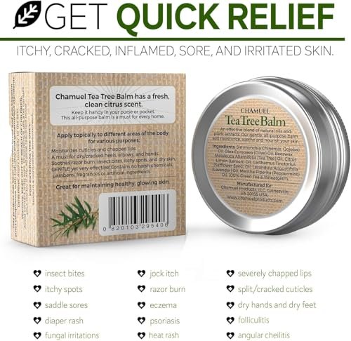 Chamuel Tea Tree Oil Balm – All Natural Moisturizing Cream for Dry Skin, Rough Hands, Cracked Heels, Cuticles & Feet – Hydrating Body Balm for Women & Men, 2-Pack - görsel 4