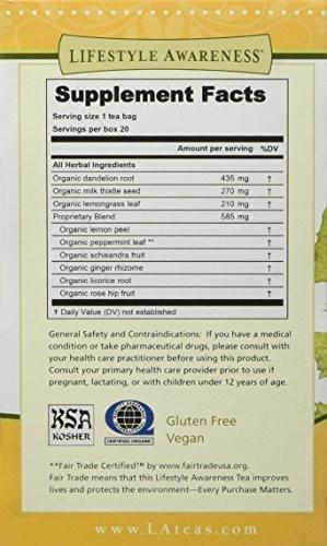 Lifestyle Awareness Teas, Caffeine Free Dandy Liver Detox Tea, 20 Count - görsel 8