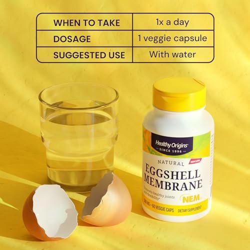 Healthy Origins NEM Eggshell Membrane 500 mg, 60 Veggie Capsules - Clinically Studied, USA Sourced - Fast-Acting Supplement for Joint Comfort, Flexibility & Mobility - 2 Month Supply - görsel 2