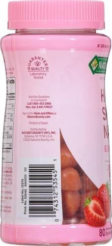 Nature's Bounty Optimal Solutions Hair, Skin & Nails Vitamin Gummies with Biotin, 2500 mcg, Strawberry, 80 Count, 40 Total Servings - görsel 4