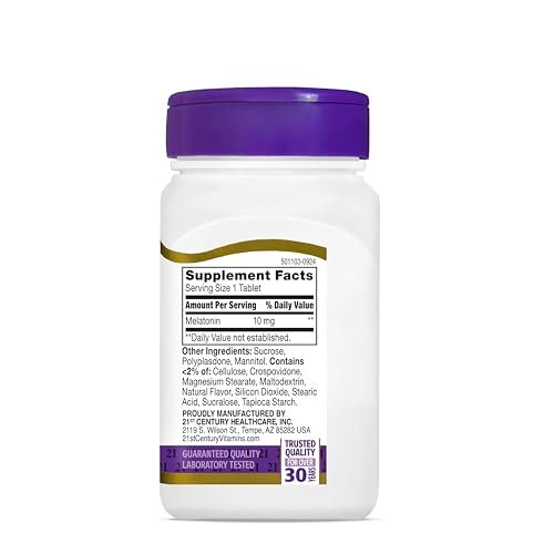 21st Century Melatonin 10mg Extra Strength, 120 Count, Quick Dissolving Sleep Aid for Adults, Promotes Relaxation and Restful Sleep, Non-Habit Forming, Gluten-Free, Cherry Flavor - görsel 2