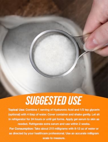 BulkSupplements.com Hyaluronic Acid Powder - as Sodium Hyaluronate, Hyaluronic Acid Supplements - Food Grade, Gluten Free - 215mg per Serving, 50g (1.8 oz) (Pack of 1)