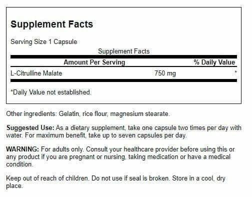 Swanson L-Citrulline Malate - Amino Acid Supplement Promoting Energy Production & Healthy Blood Circulation - Natural Formula Supporting Overall Wellness - (60 Capsules, 750mg Each) - görsel 1