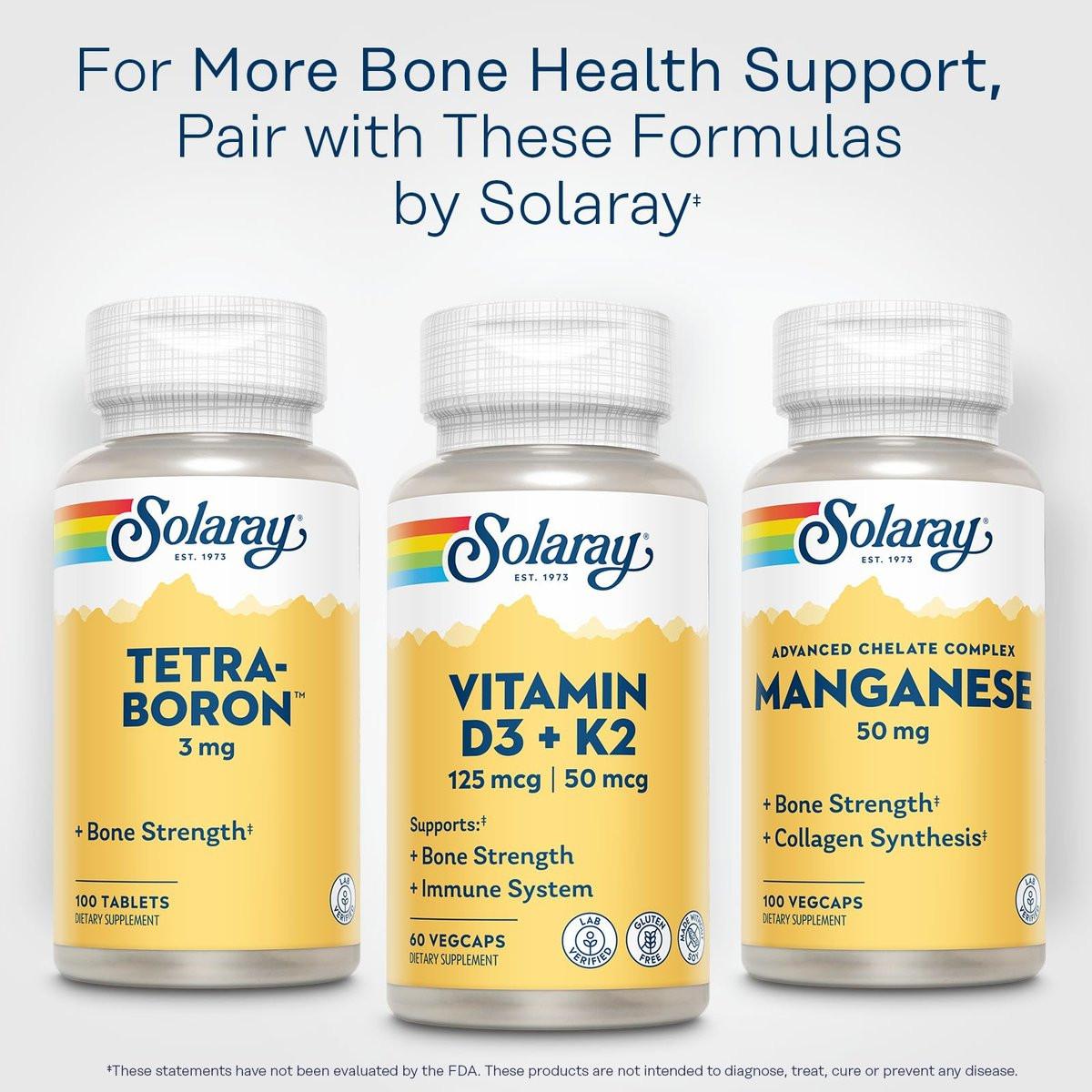 SOLARAY Vitamin D3 K2, K2 D3 Vitamin Supplement for Calcium Absorption, Bone Strength, Cardiovascular & Immune Function Support, Made Without Soy, 60-Day Guarantee, 60 Servings, 60 VegCaps - görsel 1