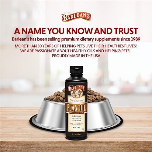 Barlean's Flaxseed Oil for Animals, Pet Essential Liquid Omega 3 Fatty Acids Cat and Dog Oil Supplements for Skin and Coat, Omega 3 for Dogs, Cats and Other Pets, 12 oz - görsel 8