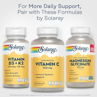 SOLARAY Vitamin C 500mg, Two-Stage Timed Release - Antioxidant and Immune Support Supplement - Vitamin C with Rose Hips and Acerola, Vegan, Gluten Free, 60-Day Guarantee, 250 Servings, 250 VegCaps