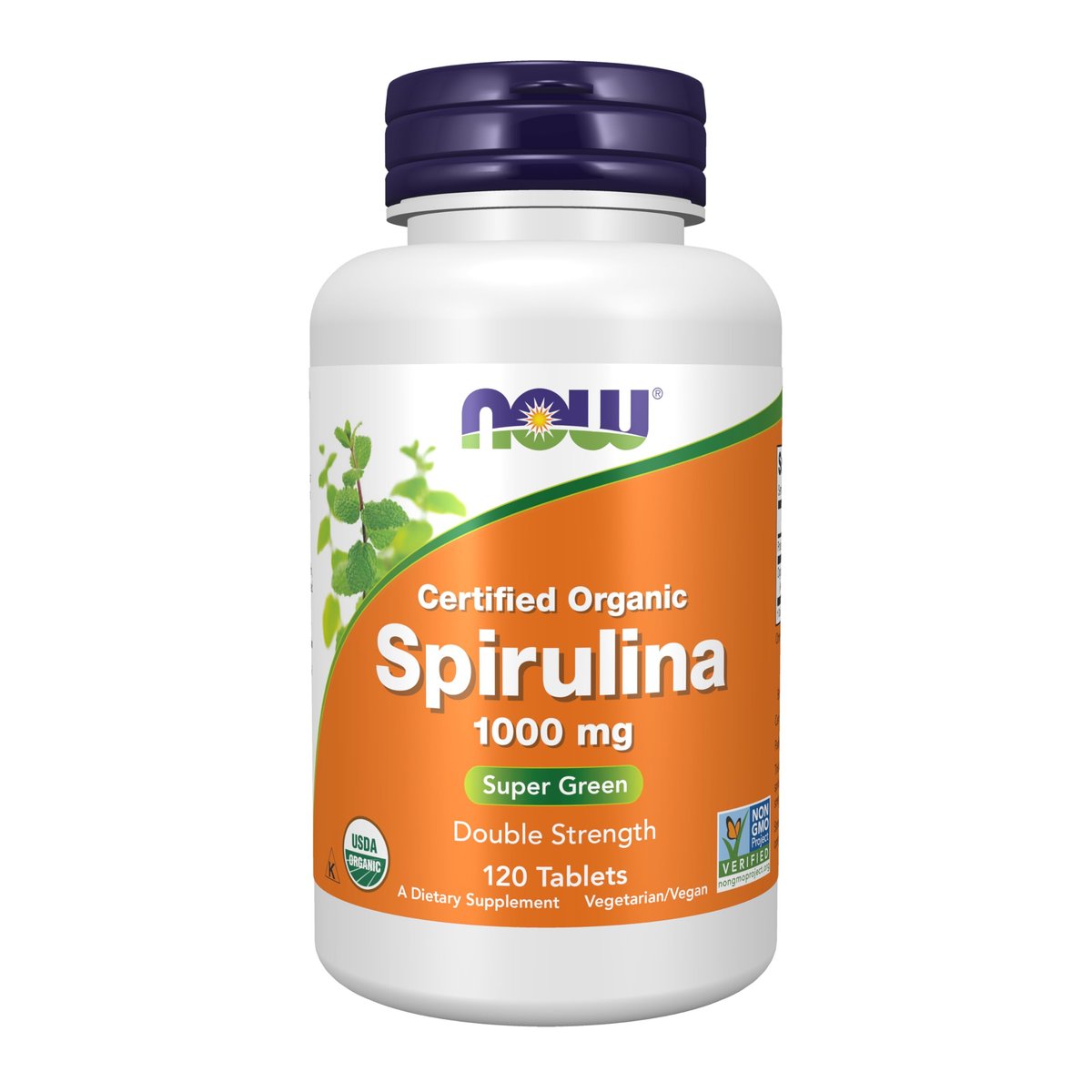 NOW Foods Supplements, Certified Organic, Spirulina 1000 mg (Double Strength), Rich in Beta-Carotene (Vitamin A) and B-12 with naturally occurring GLA , 120 Tablets - görsel 1