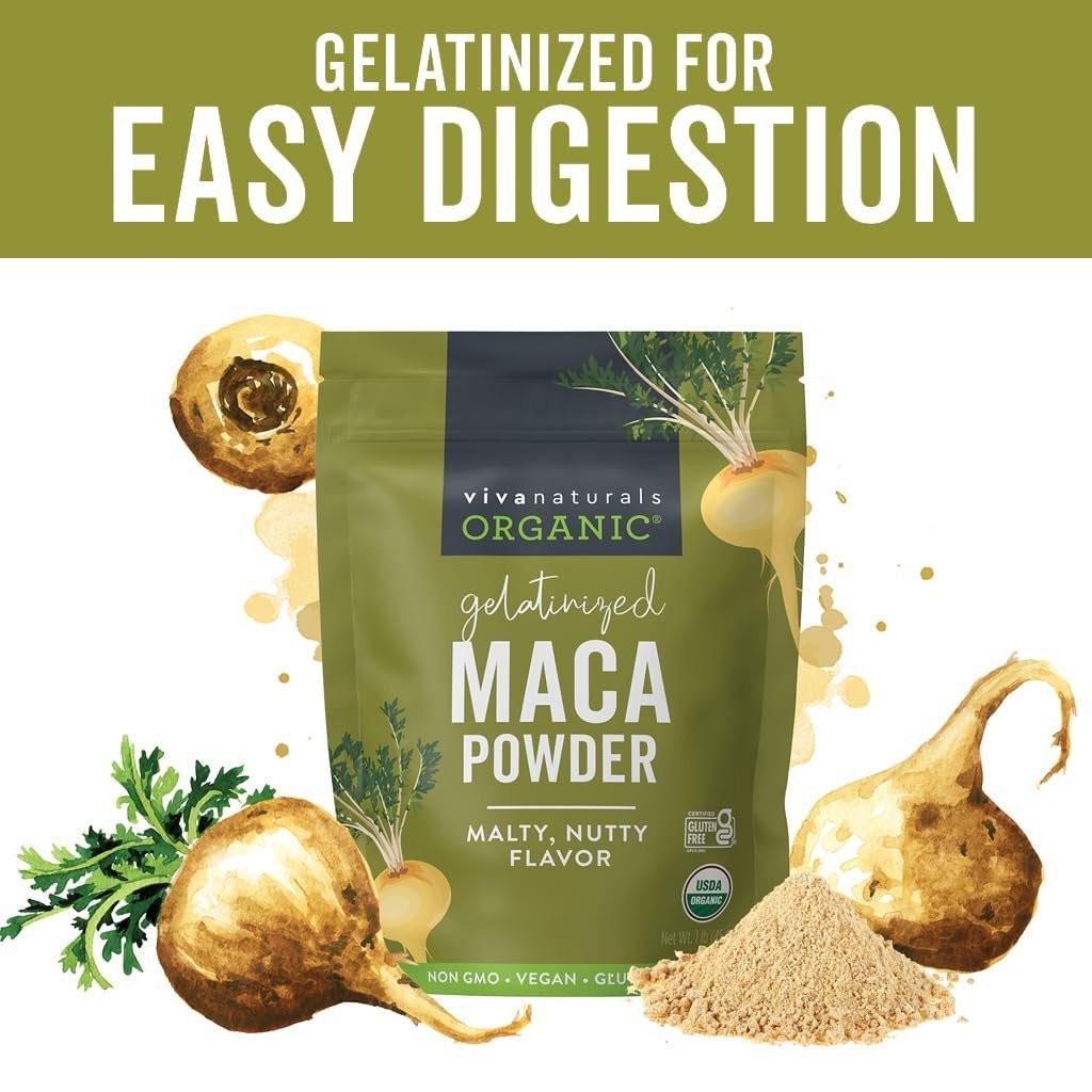 Viva Naturals Organic Maca Powder, Gelatinized, 16 oz (1 lb) – Vegan, USDA Organic, Gluten-Free, Non-GMO Peruvian Superfood in Resealable Bag - görsel 7