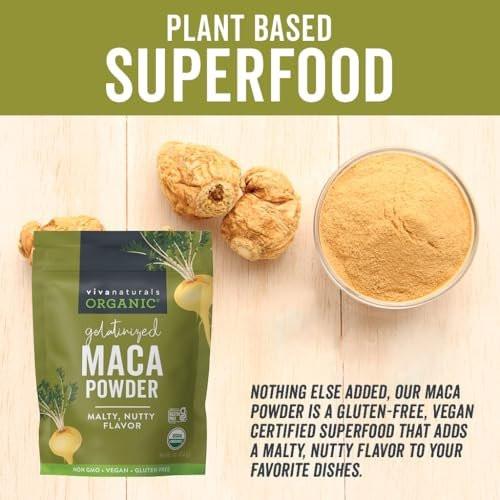 Viva Naturals Organic Maca Powder, Gelatinized, 16 oz (1 lb) – Vegan, USDA Organic, Gluten-Free, Non-GMO Peruvian Superfood in Resealable Bag - görsel 4