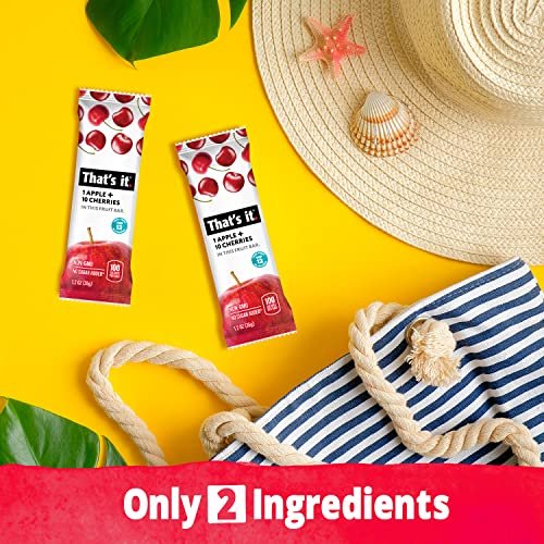 That's it. Apple + Cherry 100% Natural Real Fruit Bar, Best High Fiber Vegan, Gluten Free Healthy Snack, Paleo for Children & Adults, Non GMO No Sugar Added, No Preservatives Energy Food (12 Pack) - görsel 1