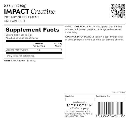 Myprotein Creatine Monohydrate Powder, 50 Servings (0.55lbs) Pure Unflavored Creatine Powder, Post/Pre Workout Supplement for All Sports & Exercises - görsel 8