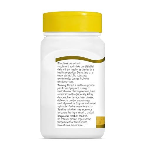 21st Century Niacin 500 mg Prolonged Release Tablets, (100 Count), Vitamin B Supplement for Energy, Heart & Nervous System Support, Non-GMO, Vegan-Friendly, Adult Daily Vitamins - görsel 10