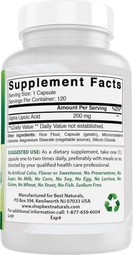 Best Naturals Alpha Lipoic Acid 600 mg 120 Count - Powerful Antioxidant Supplement - görsel 5