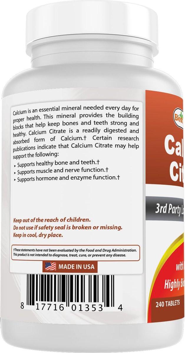 Best Naturals Calcium Citrate with Vitamin D-3 240 Tablets - görsel 13