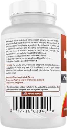 Best Naturals Magnesium Oxide 500 mg – 180 Tablets