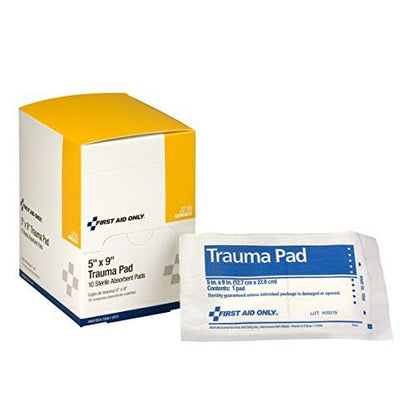 First Aid Only Trauma Pad, 5 Inch x 9 Inch, 10 Count Box