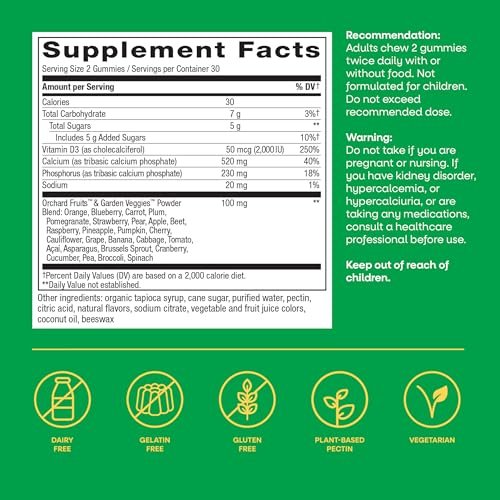 Nature’s Way Alive! Chewable Calcium Gummies with Vitamin D3, Daily Supplement Supports Healthy Bones and Teeth, and Muscle Function*, Strawberry and Raspberry-Lemonade Flavored, 60 Gummies - görsel 14