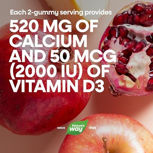 Nature’s Way Alive! Chewable Calcium Gummies with Vitamin D3, Daily Supplement Supports Healthy Bones and Teeth, and Muscle Function*, Strawberry and Raspberry-Lemonade Flavored, 60 Gummies - görsel 12