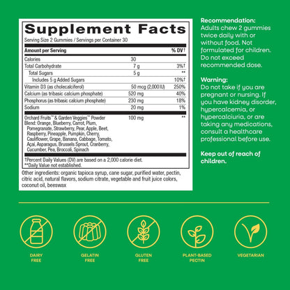 Nature’s Way Alive! Chewable Calcium Gummies with Vitamin D3, Daily Supplement Supports Healthy Bones and Teeth, and Muscle Function*, Strawberry and Raspberry-Lemonade Flavored, 60 Gummies