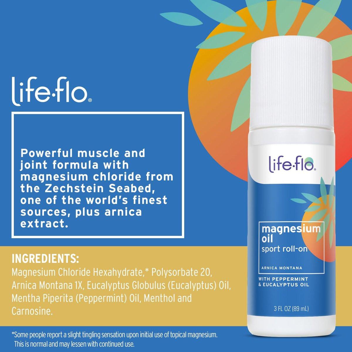Life-FLO Magnesium Oil Sport Roll-On for Adults and Kids - Magnesium Chloride from Zechstein Seabed Plus Arnica - Calms and Refreshes Muscles and Joints After Exercise - 3oz Roller - görsel 3