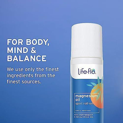 Life-FLO Magnesium Oil Sport Roll-On for Adults and Kids - Magnesium Chloride from Zechstein Seabed Plus Arnica - Calms and Refreshes Muscles and Joints After Exercise - 3oz Roller