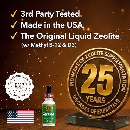 ZETOX | Zeolite Detox for Kids and Adults | Enhanced with Methyl Vitamin B12 and D3 | Premium Grade Liquid Clinoptilolite Zeolite Drops | Supports Gentle Daily Detox, Energy, and Focus (60 Servings) - görsel 1