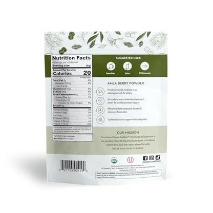 Organic Traditions Amla Powder, Amla Powder Organic from Indian Gooseberry, Wholefood Vitamin C Fruit for Smoothies Juices and Recipes, Superfood Plant Based Non GMO Powdered Amla Fruit, 200g /7oz Bag
