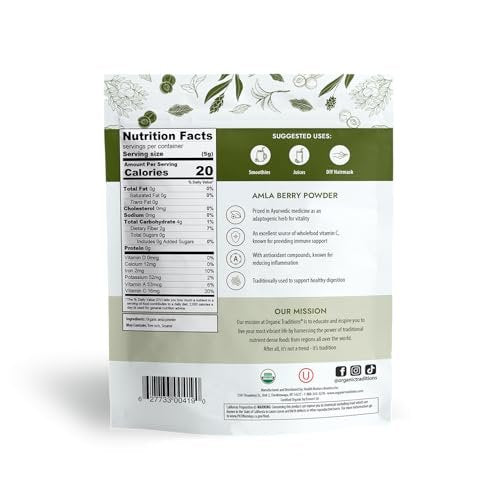 Organic Traditions Amla Powder - Organic Indian Gooseberry Powder, Wholefood Vitamin C for Smoothies, Juices & Recipes, Non-GMO, 1lb (16oz) - görsel 12