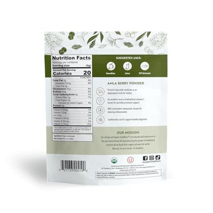 Organic Traditions Amla Powder - Organic Indian Gooseberry Powder, Wholefood Vitamin C for Smoothies, Juices & Recipes, Non-GMO, 1lb (16oz)