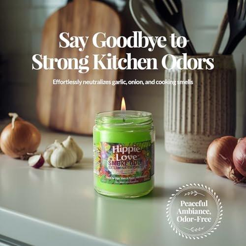 Hippie Love Smoke Odor Exterminator 13oz Jar Candle - görsel 5