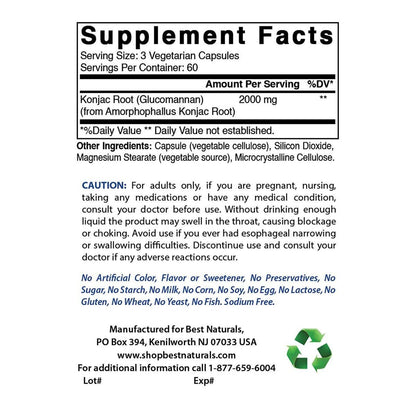 Best Naturals Konjac Root 2000mg, 180 Count